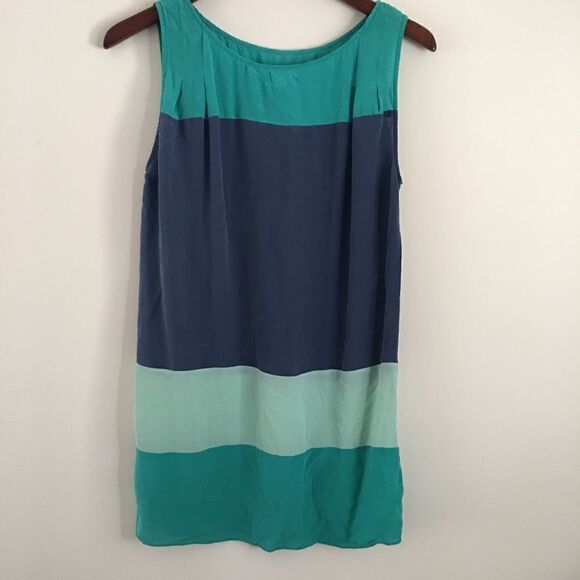 silence + noise sleeveless silk colorblock tunic dress | Size Small - Picture 6 of 6